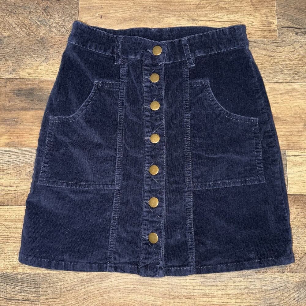 Altar'd State Women's Navy Dark Blue Mini Skirt Size S Button Front Pockets